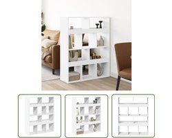 The Living Store Kamerscherm 100x33x125,5 cm bewerkt hout wit - Kamerscherm - Kast - Opbergsysteem - Houten Kast - Woonaccessoires