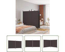 The Living Store Kamerscherm met 2 panelen 348x180 cm stof bruin - Kamerscherm - Scheidingswand - Privacy Screen - Houten Wandafscheiding - Interieurdecoratie