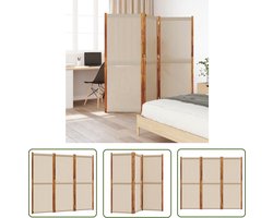 The Living Store Kamerscherm met 3 panelen 210x180 cm taupe - Kamerscherm - Scheidingswand - Acaciahout - Textiel - Taupe