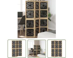 The Living Store Kamerscherm met 3 panelen massief paulowniahout zwart - Kamerscherm - Scheidingswand - Privacy Scherm - Houten Kamersscherm - Paulowniahout