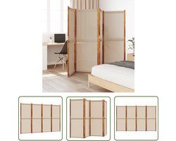 The Living Store Kamerscherm met 4 panelen 280x180 cm taupe - Kamerscherm - Scheidingswand - Privacy Screen - Room Divider - Acacia Hout