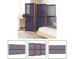 The Living Store Kamerscherm met 5 panelen 350x180 cm donkerblauw - Kamerscherm - Scheidingswand - Privacy Screen - Donkerblauw - Acacia Hout