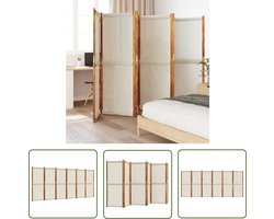 The Living Store Kamerscherm met 6 panelen 420x180 cm lichtgrijs - Kamerscherm - Scheidingswand - Privacy Screen - Acacia Hout - Textiel