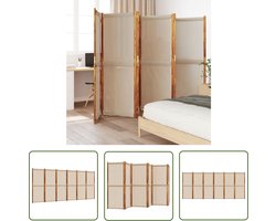 The Living Store Kamerscherm met 6 panelen 420x180 cm taupe - Kamerscherm - Scheidingswand - Privacy Screen - Acacia Hout - Textiel