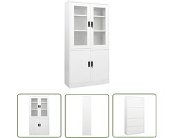 The Living Store Kantoorkast 90x40x180 cm staal wit - Archief Kast - Kantoor Kast - Metalen Kast - Witte Kast - Kantoor Accessoires
