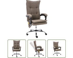 The Living Store Kantoorstoel Ergonomisch - Taupe - 64x68x(113-120) cm - Massage- en ligfunctie