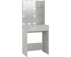 The Living Store Kaptafel met LED-verlichting 60x40x140 cm betongrijs - Kaptafel - Make-up Tafel - Dressing Table - Led Verlichting - Beton Grijs