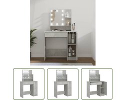 The Living Store Kaptafel met LED-verlichting 86,5x35x136 cm betongrijs - Kaptafel - Make-upttafel - Led Verlichting - Badkamer Meubel - Beton Grijs