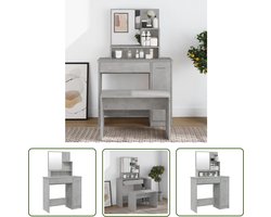 The Living Store Kaptafel met spiegel 86,5x35x136 cm betongrijs - Kaptafel - Make-up Tafel - Dressingtable - Badkamermeubilair - Beton Grijs