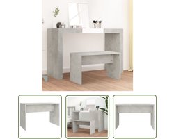 The Living Store Kaptafelkruk 70x35x45 cm bewerkt hout betongrijs - Kaptafelkruk - Kaptafel - Make-up Stoel - Toiletstoel - Badkamermeubel