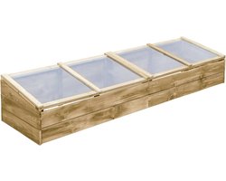 The Living Store Kas 200x50x35 cm geïmpregneerd grenenhout - Houten Tuinkas - Tuinhuisje - Bloementuin - Moestuintjes - Plantenkwekerij