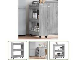 The Living Store Kast met wieltjes 60x22x79 bewerkt hout grijs sonoma - Dressoir - Opbergkast - Grijze Kast - Houten Kast - Salontafel
