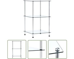 The Living Store Kastje 3-laags 40x40x67 cm gehard glas transparant - Vitrinekast - Glazen Kast - Displaykast - Boekenplank - Opbergkast