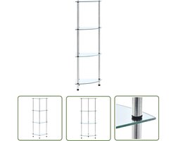 The Living Store Kastje 4-laags 30x30x100 cm gehard glas transparant - Vitrinekast - Glazen Kast - Opbergkast - Displaykast - Homedecor