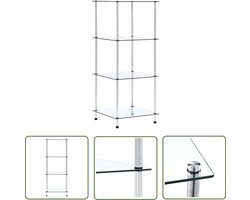 The Living Store Kastje 4-laags 40x40x100 cm gehard glas transparant - Vitrinekast - Glazen Kast - Displaykast - Opbergkast - Woonaccessoires