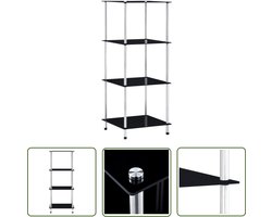 The Living Store Kastje 4-laags 40x40x100 cm gehard glas zwart - Vitrinekast - Glazen Kast - Display Case - Opbergkast - Woonaccessoires