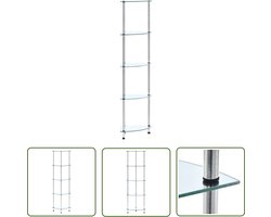 The Living Store Kastje 5-laags 30x30x130 cm gehard glas transparant - Vitrinekast - Glazen Kast - Boekenkast - Display Case - Opslagruimte
