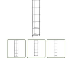 The Living Store Kastje 6-laags 30x30x160 cm gehard glas transparant - Vitrinekast - Glazen Kast - Display Case - Opslagruimte - Woonaccessoires