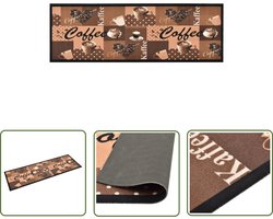 The Living Store Keukenmat wasbaar Coffee 60x180 cm bruin - Vloermat - Keukenmat - Deurmat - Vloerkleden - Bruine Koffie Print