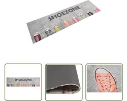 The Living Store Keukenmat wasbaar shoezone-print 45x150 cm fluweel - Keukenmat - Vloerkleden - Antislip Mat - Shoezone Print - Multicoloured Rug