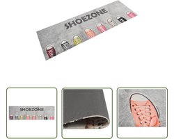 The Living Store Keukenmat wasbaar shoezone-print 60x180 cm fluweel - Keukenmat - Vloerkleden - Keukentapijt - Badmat - Rubber Tapijten