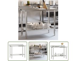 The Living Store Keukenwerktafel met spatscherm 110x55x93 cm roestvrij staal - Keukenwerktafel - Roestvrijstalen Keuken - Keukenapparatuur - Horeca Meubilair - Kookeiland