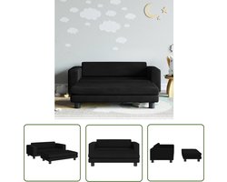 The Living Store Kinderbank met voetensteun 100x50x30 cm fluweel zwart - Kinderstoel - Kindermeubel - Kids Meubels - Zwarte Kinderbank - Velvet Kinderbank