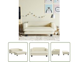 The Living Store Kinderbank met voetensteun 100x50x30 cm kunstleer crèmekleurig - Kinderstoel - Kinderbank - Kids Stoel - Kinder Meubilair - Speel Kamer