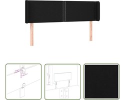 The Living Store Klassiek Hoofdbord - 147 x 16 x 78/88 cm - Zwart - Stof - Hout - Verstelbare Hoogte