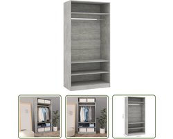 The Living Store Kledingkast 100x50x200 cm bewerkt hout betongrijs - Kledingkast - Compact - Grijze Kledingkast - Houten Kledingkast - Kasten