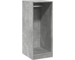 The Living Store Kledingkast 48x41x102 cm bewerkt hout betongrijs - Kledingkast - Garderobe - Kleding Rek - Houten Kledingkast - Betongrijs