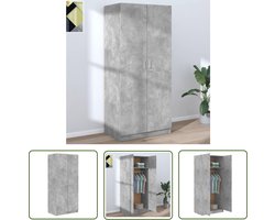 The Living Store Kledingkast 80x52x180 cm bewerkt hout betongrijs - Kledingkast - Compact - Grijze Kledingkast - Houten Kledingkast - Bergruimte