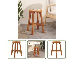 The Living Store Kruk 38x38x45 cm rond massief acaciahout bruin - Krukje - Stoel - Bruine Meubels - Acacia Hout - Vintage Design