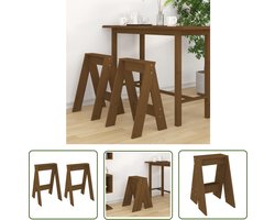 The Living Store Krukken 2 st 40x40x60 cm massief grenenhout honingbruin - Barkrukken - Krukken - Houten Krukken - Rustic Furniture - Bruine Krukken