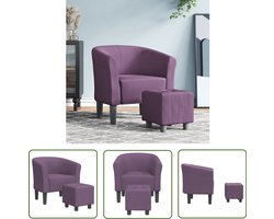 The Living Store Kuipstoel met voetenbank stof paars - Kuipstoel - Lounge Stoel - Fauteuils - Relaxfauteuil - Velours Stoel
