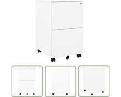 The Living Store Ladeblok verrijdbaar 39x45x67 cm staal wit - Archief Kast - Ladenkast - Metalen Kast - Bureau Accessoires - Kantoor Meubilair