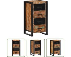 The Living Store Ladekast 40x40x90 cm massief gerecycled hout meerkleurig - Retro Meubels - Industriële Kast - Vintage Kast - Opbergkast Keuken - Boekenkast