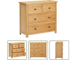 The Living Store Ladekast 80x33,5x75 cm massief eikenhout - Ladekast - Eikenhouten Meubel - Rustic Furniture - Vintage Style - Opslagkast