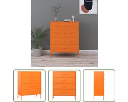 The Living Store Ladekast 80x35x101,5 cm staal oranje - Ladekast - Bijzettafel - Oranjekleur - Metalen Kast - Staalkast