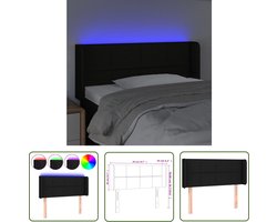The Living Store LED-hoofdbord - Verstelbare hoogte - Comfortabele ondersteuning - Schuim vulling - Zwarte stof - LED-strip van 55 cm - IP65