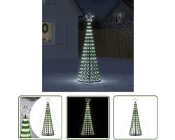 The Living Store LED-kerstboom 275 LEDs koud wit 180 cm - Kerstversiering - Kerstlicht - Buitenschilderij - Tuinverlichting - Led Lampen