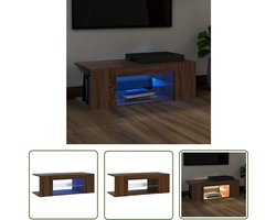 The Living Store - LED TV Meubel - Bewerkt Hout - 90x39x30 cm - Met RGB Verlichting