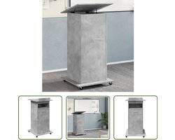 The Living Store Lessenaar met wielen en lade 55x55x107 cm hout betongrijs - Lessenaar - Bureau - Houten Bureau - Laptop Tafel - Kantoormeubel