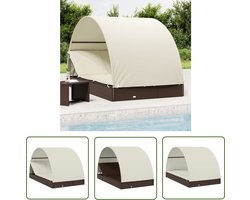 The Living Store Ligbed 2-persoons met rond dak 211x112x140 cm poly rattan bruin - Ligbed - Tuinstoel - Loungebed - Buis Stoel - Outdoor Furniture