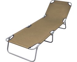The Living Store Ligbed inklapbaar met verstelbare rugleuning taupe - Ligbed - Campingbed - Lounge Stoel - Zonnen Bed - Outdoor Meubilair