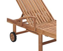 The Living Store Ligbed met heldergroen kussen massief teakhout - Ligbed - Teak Hout - Lounge Stoel - Buitendecoratie - Tuinset