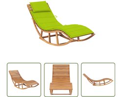 The Living Store Ligbed schommelend met kussen massief teakhout - Houten Ligstoel - Teak Ligstoel - Schommelende Ligstoel - Tuinset - Tuinbank