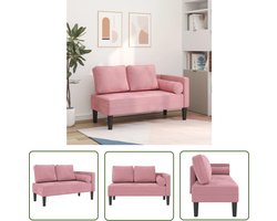 The Living Store Lounge Chaise Fluwelen chaise longue - 116.5 x 62 x 57.5 cm - Roze fluweel