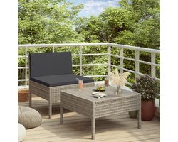 The Living Store Lounge – Modulaire Tuinmeubelset – Grijs – 57 x 69 x 69 cm – Weerbestendig PE-rattan