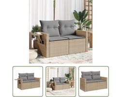 The Living Store Loungeset - 2-zitsbank PE-rattan beige - Comfortabel - modulair design Tuinbank - Loungebank - Buitendecoratie - Lounge Set - Relaxstoel - Terrasdecoratie - Outdoor Furniture - Patio Furniture
